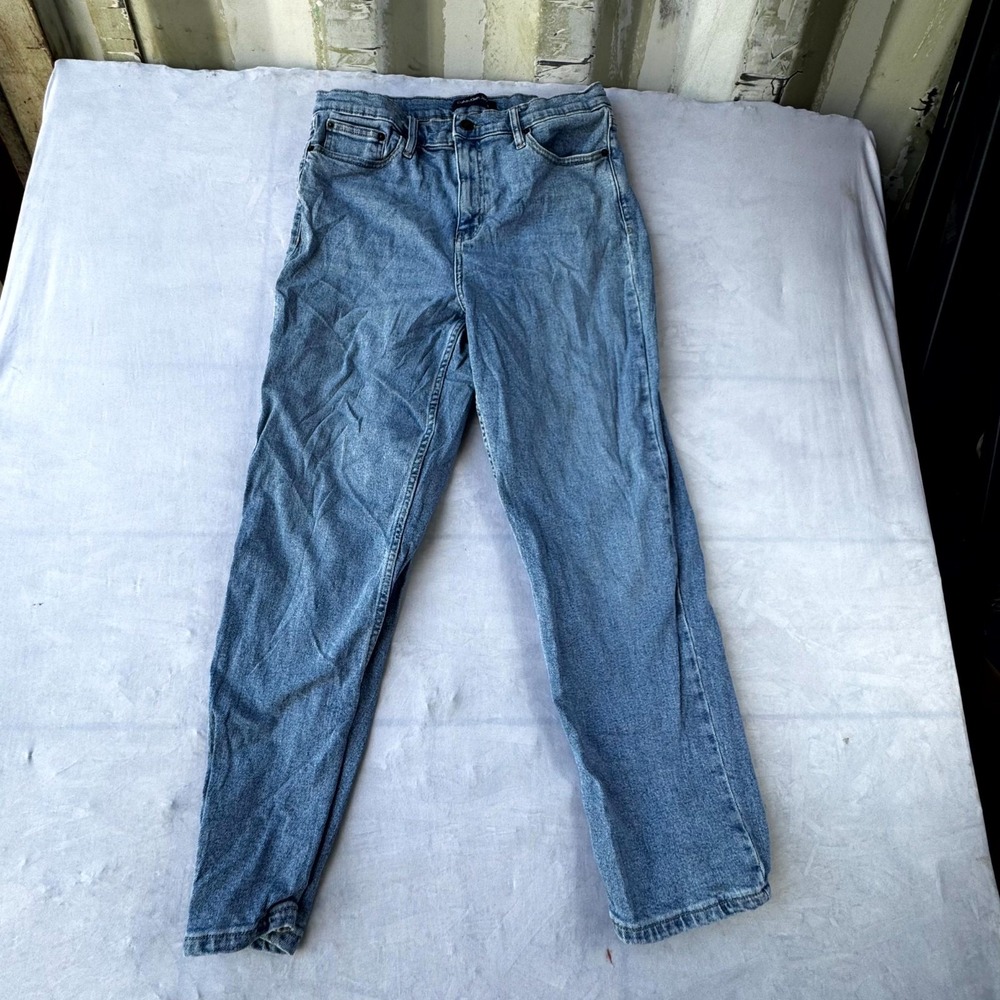 Calvin Klein High Waisted Mom Jeans Womens 10 Blue Whiskering Denim Casual Wear